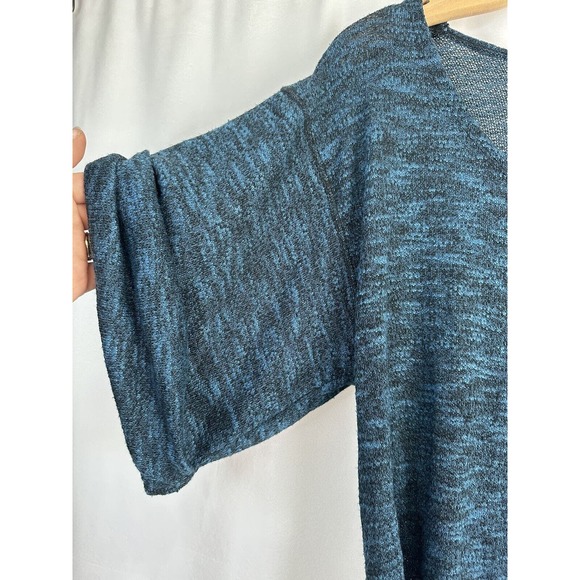 Free People FP Beach Nani Tee Marled Starlight Blue Rolled Sleeve Slouchy Top XS - Picture 3 of 8